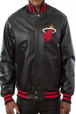 Varsity Miami Heat Black Leather Jacket