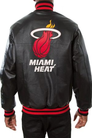 Varsity Miami Heat Black Leather Jacket