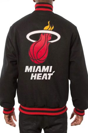 Varsity Miami Heat Embroidered Blacks Wool Jacket