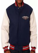 Varsity New Orleans Pelicans Blue and White Jacket
