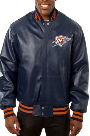 Varsity New Orleans Pelicans Navy Blue Leather Jacket