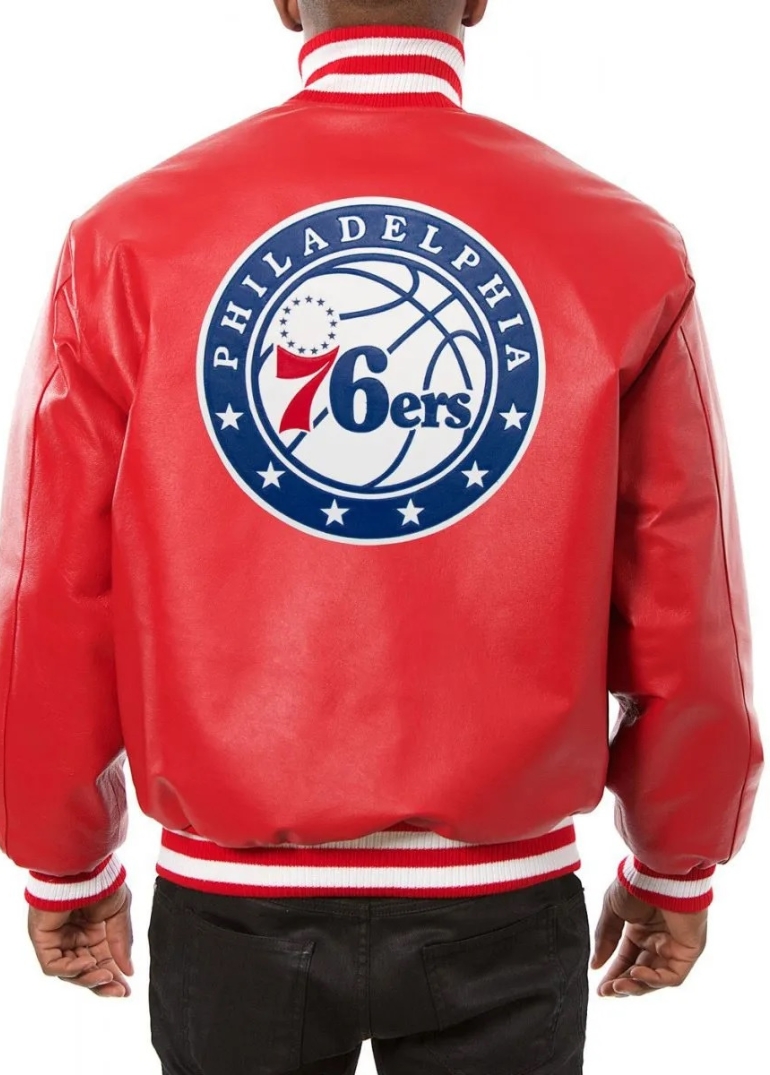 Varsity Philadelphia 76ers Red Leather Jacket 2 Varsity Philadelphia Red Leather Jacket