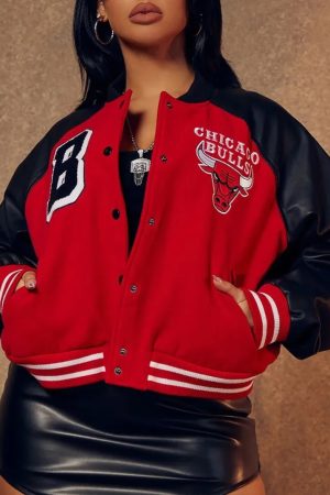 Women’s Chicago Bulls Cropped Varsity Jacket