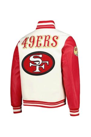 San Francisco 49ers Retro Classic Cream And Red Varsity Jacket