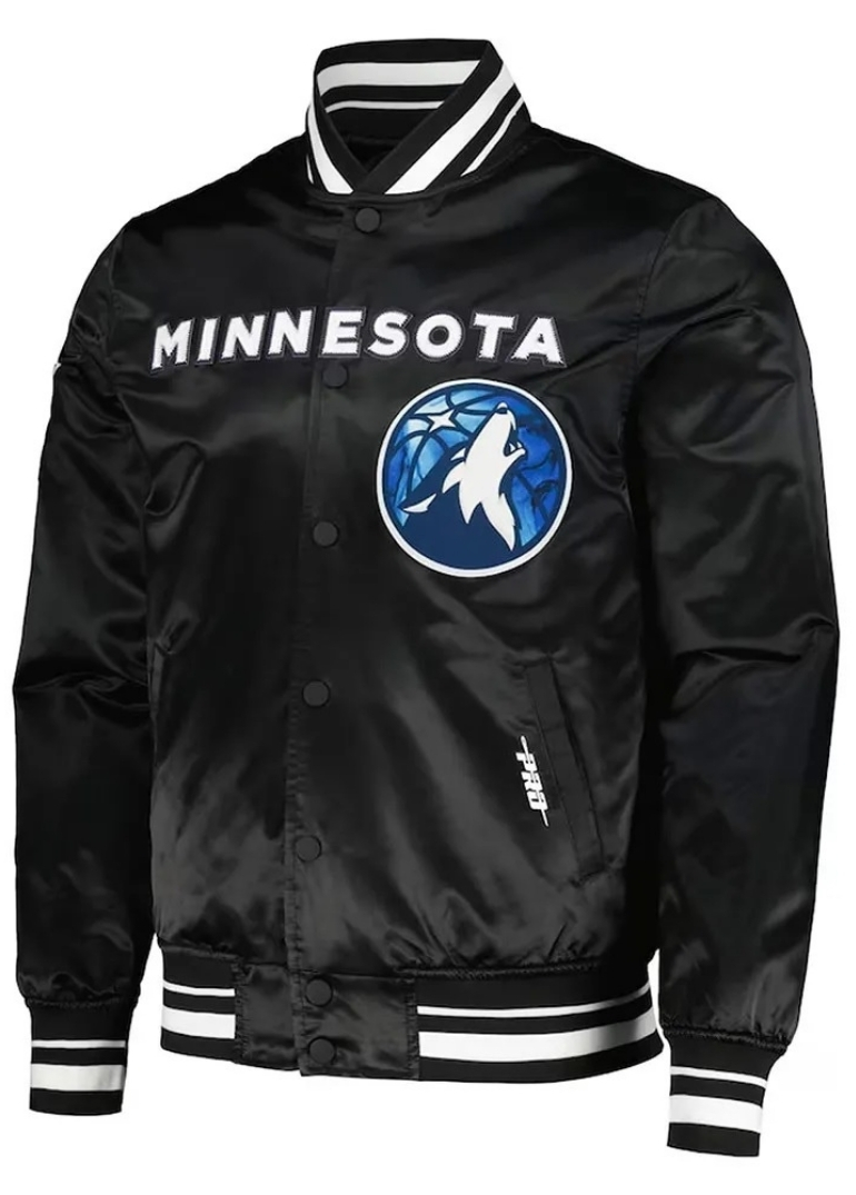 2024 City Edition Minnesota Timberwolves Black Satin Jacket 1 2024 City Edition Minnesota Timberwolves Black Satin Jacket