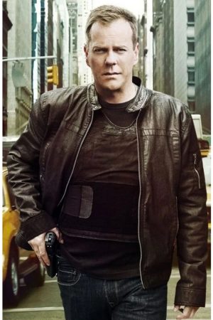 24 Kiefer Sutherland Brown Leather Jacket