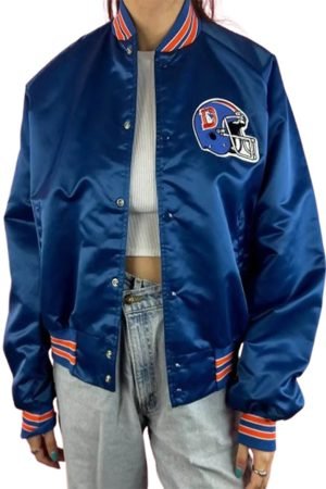 90’s Denver Broncos Blue Satin Jacket
