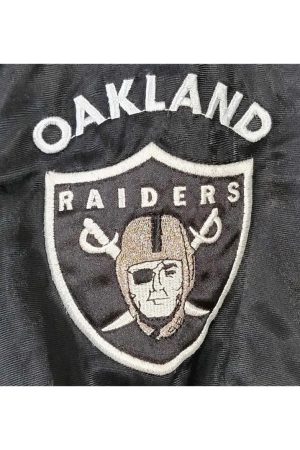 90’s Oakland Raiders Black Satin Bomber Jacket