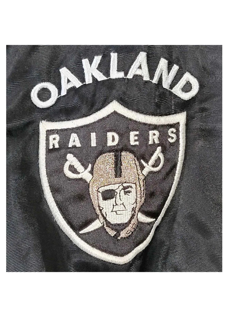 90’s Oakland Raiders Black Satin Bomber Jacket 3 90s-Oakland-Raiders-Black-Satin-Bomber-Jacketss
