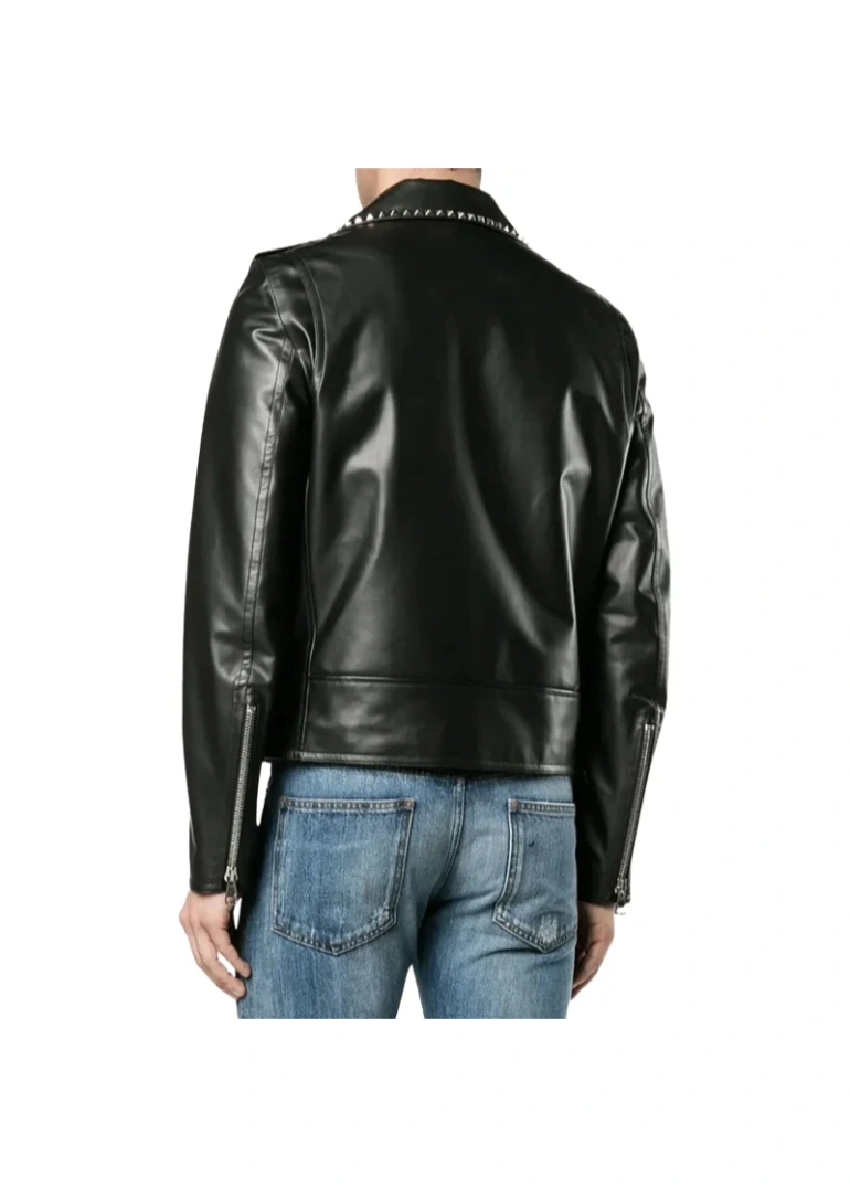Black Leather Punk Jacket For Mens 2 Black-Leather-Punk-Jacket