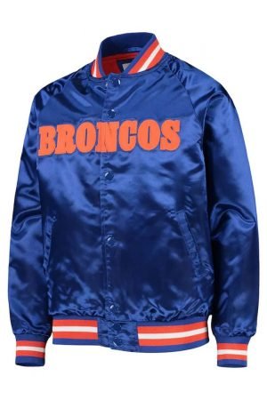 Bomber Denver Broncos Royal Blue Satin Jacket