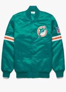 Bomber Miami Dolphins Teal Green Satin Jacket