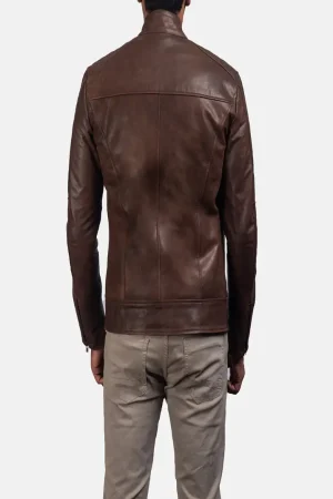 Brown Leather Biker Jacket