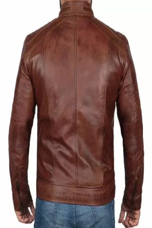 Brown Leather Biker Jacket
