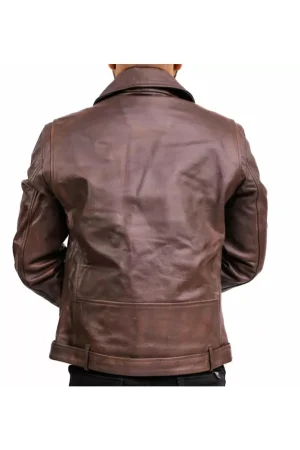 Brown Leather Moto Jacket