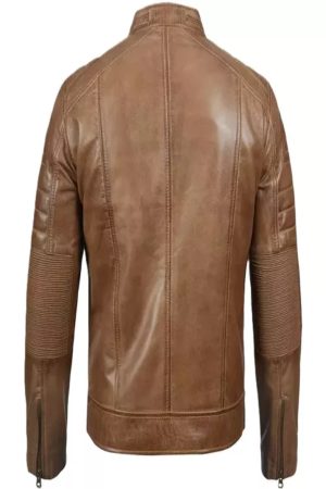 Camel Leather Biker Jacket