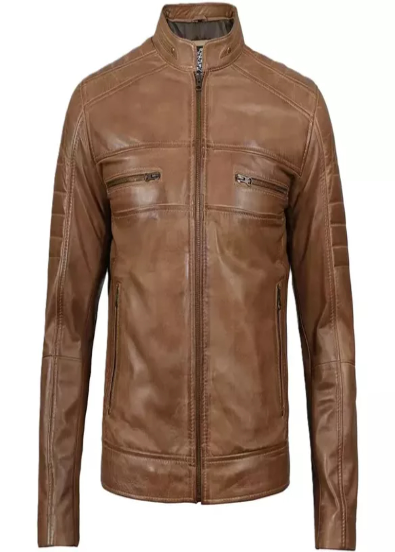 Camel Leather Biker Jacket 1 Camel-Leather-Biker-Jacket-Front