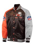 Cleveland Browns Lead Off Varsity Satin Jacket