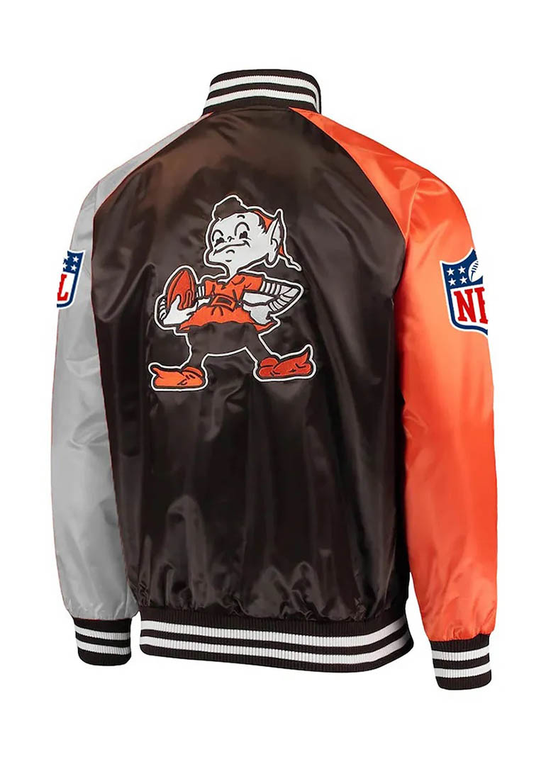 Cleveland Browns Lead Off Varsity Satin Jacket 2 Cleveland Browns Lead Off Varsity Satin Jacket