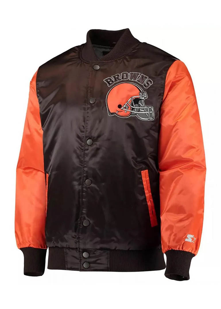 Cleveland Browns Locker Room Throwback Satin Jacket 1 Cleveland Browns Locker Room Throwback Satin Jacket