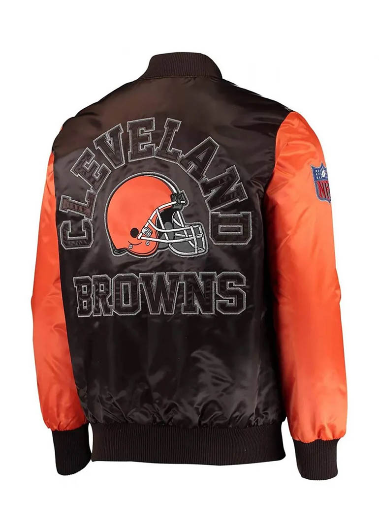 Cleveland Browns Locker Room Throwback Satin Jacket 2 Cleveland Browns Locker Room Throwback Satin Jacket