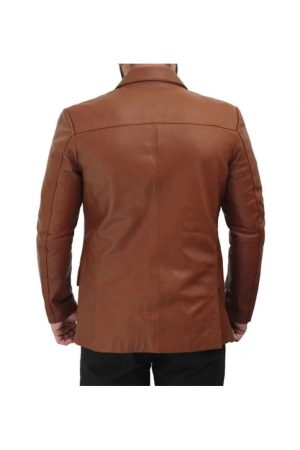 Cognac Leather Blazer