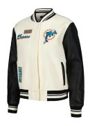 Cream Miami Dolphins Retro Classic Varsity Jacket