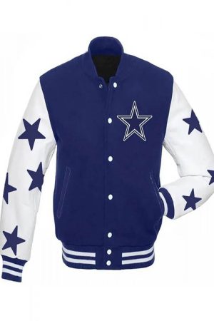Dallas Cowboys Stars Varsity Royal Blue and White Jacket
