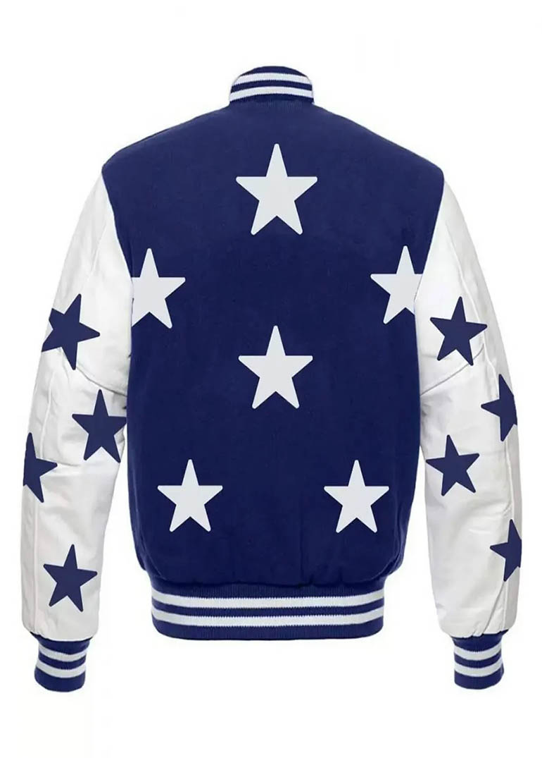 Dallas Cowboys Stars Varsity Royal Blue and White Jacket 2 Dallas Cowboys Stars Varsity Royal Blue and White Jacket