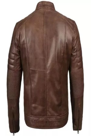 Dark Brown Leather Biker Jacket Mens