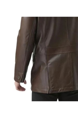 Dark Brown Leather Blazer For Mens
