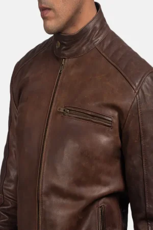 Brown Leather Biker Jacket