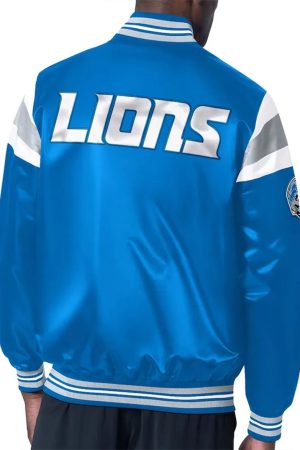 Detroit Lions Midweight Blue Satin Jacket