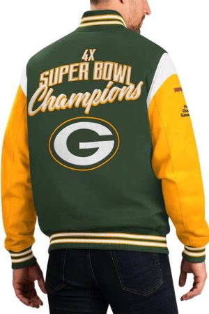 Green Bay Packers 4 Time Super Bowl Varsity Jacket