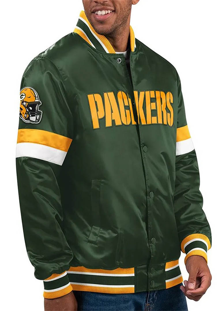 Green Bay Packers Home Game Green Satin Jacket 1 Green Bay Packers Home Game Green Satin Jacket