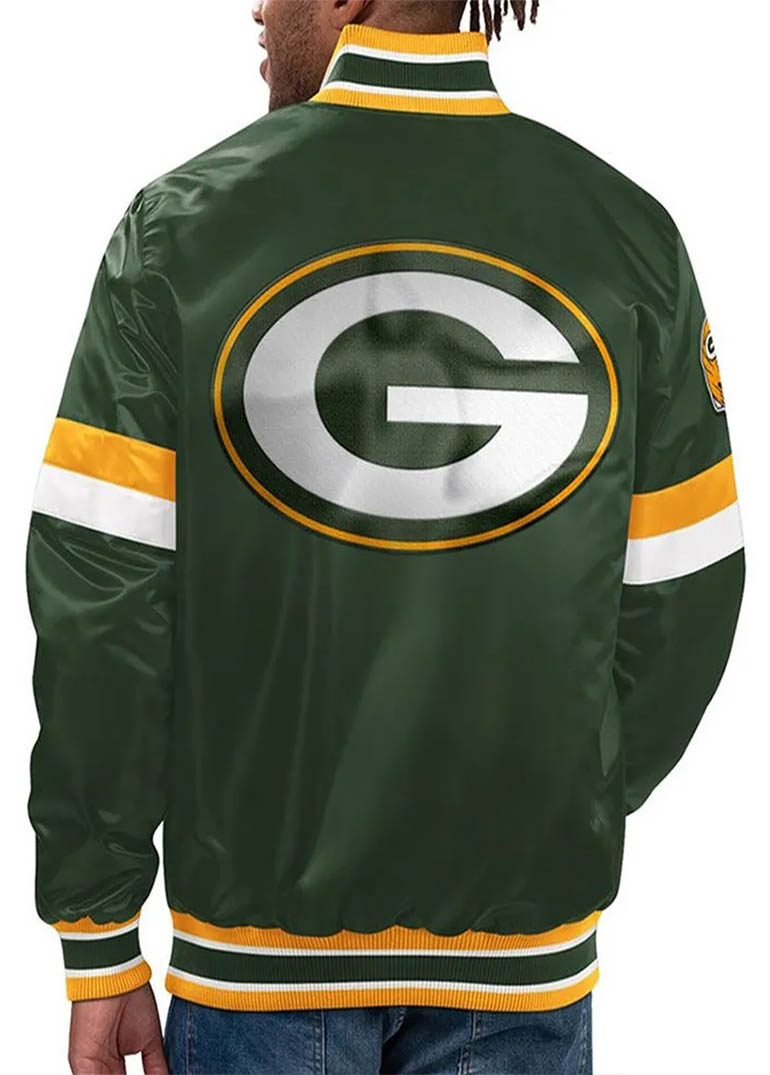 Green Bay Packers Home Game Green Satin Jacket 2 Green Bay Packers Home Game Green Satin Jacket