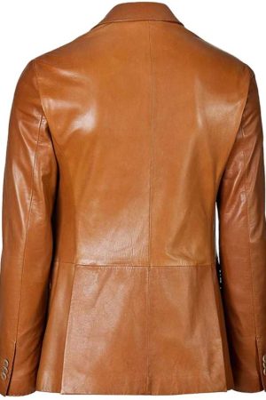 Mens Light Brown Leather Blazer