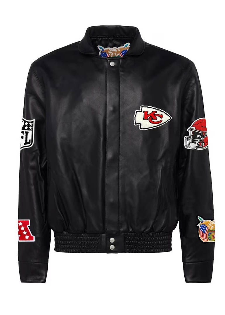 Kansas City Chiefs Jeff Hamilton Black Leather Jacket 1 Kansas City Chiefs Jeff Hamilton Black Leather Jacket