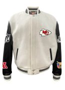Kansas City Chiefs Jeff Hamilton White Wool & Leather Varsity Jacket