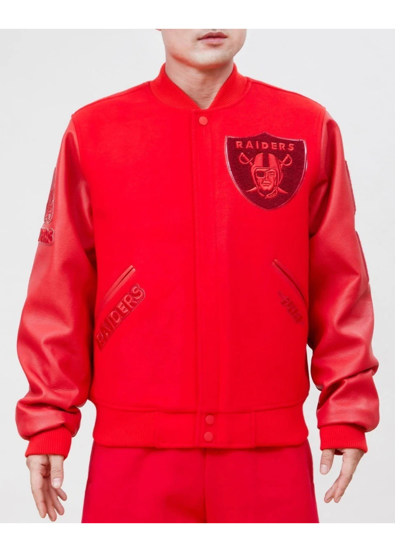 Las Vegas Raiders Classic Triple Red Wool Varsity Jacket 1 Las-Vegas-Raiders-Classic-Triple-Red-Wool-Varsity-Jacket