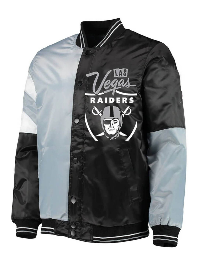 Las Vegas Raiders Color Block Satin Jacket 1 Las-Vegas-Raiders-Color-Block-Satin-Jacket