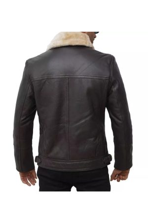 Leather Biker Jacket With Fur Collar Mens