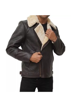 Leather Biker Jacket With Fur Collar Mens