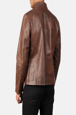 Dark Brown Leather Biker Jacket