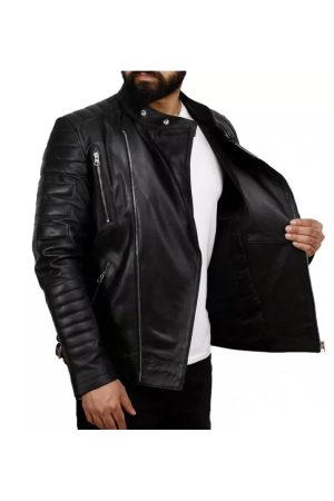 Mens Black Leather Motorcycle Jacket