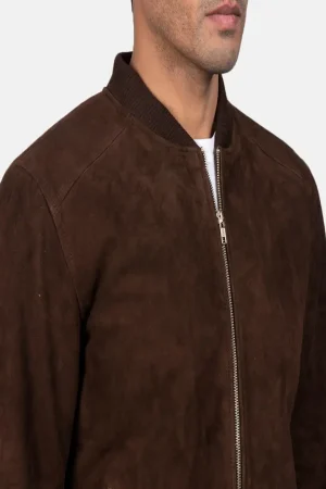 Mocha Suede Bomber Jacket