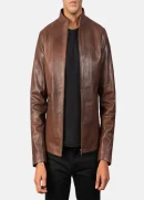 Mens-Brown-Leather-Biker-Jacket