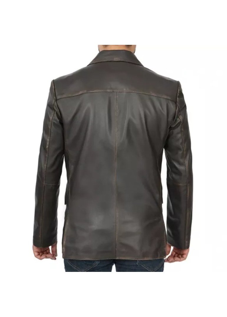 Mens Brown Leather Blazer 2 Mens-Brown-Leather-Blazer-Back