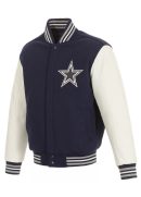 Mens Dallas Cowboys Wool Leather Jacket