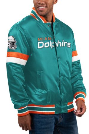 Men’s Starter Aqua Miami Dolphins Home Game Satin Jacket
